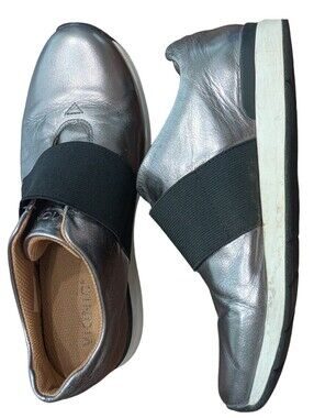 Vionic Cosmic Codie Metallic Pewter Slip On Sneaker Size 8